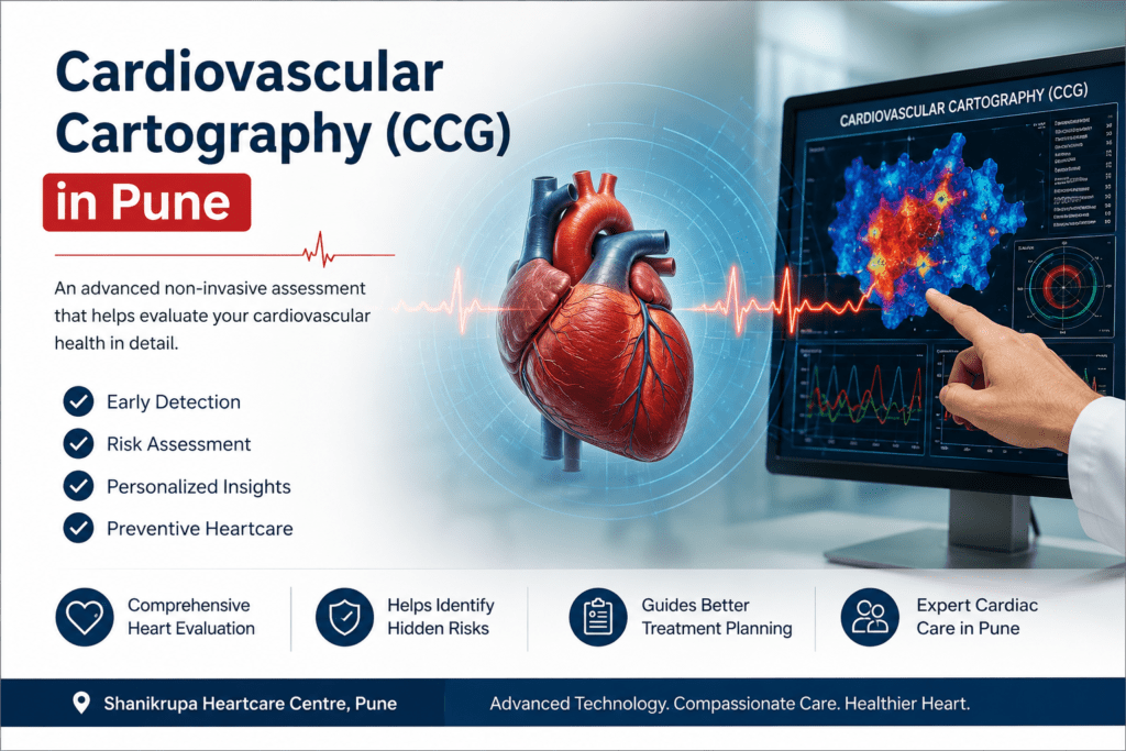 Cardiovascular Cartography (CCG) in Pune showing a detailed heart assessment with cardiovascular mapping technology at Shanikrupa Heartcare Centre.