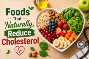 Healthy foods that naturally reduce cholesterol and support cholesterol management.