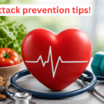 Doctor explaining heart attack prevention tips with a healthy heart and lifestyle concept.
