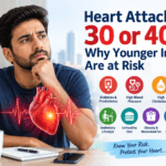 Young Indian adult learning about heart attack risk factors and heart health